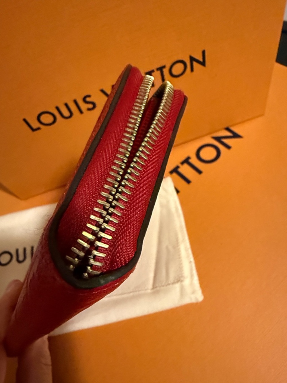 Louis Vuitton Red Embossed Monogram Zippy Wallet - Picture 3 of 9